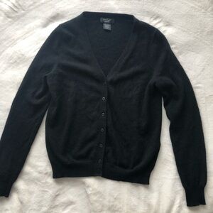 Lord Taylor Cashmere V-Neck Cardigan Sweater - Black